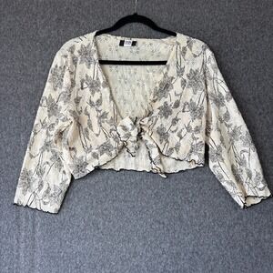 Y2K Studio 1940 Womens Floral Lace Tie Front Cropped Cardigan Balletcore Small